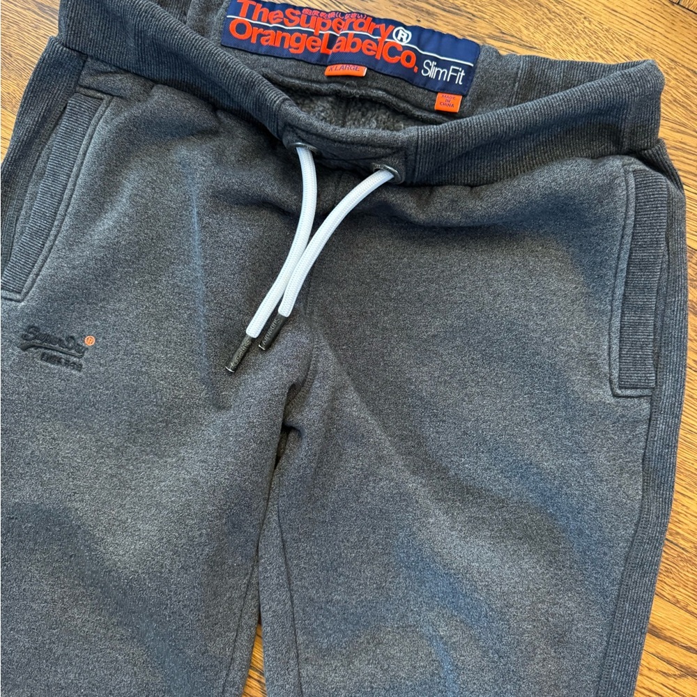 #677 Superdry The Orange Label Gray designer Jogger Pants (NWOT) comfortable - Picture 3 of 13